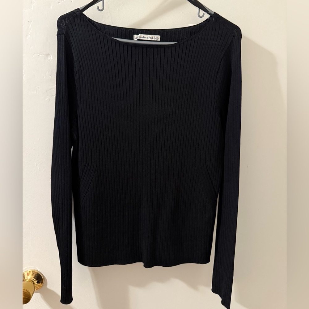 Abercrombie & Fitch Black Ribbed Long Sleeve Tee